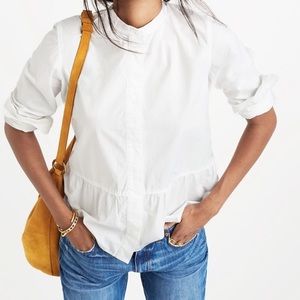 Madewell White Peplum Button Down